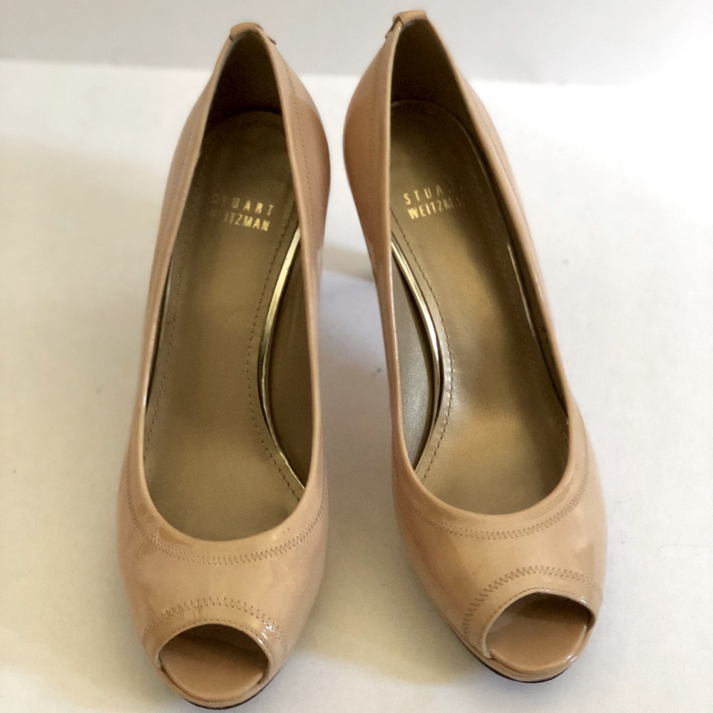 Stuart Weitzman Nude Peep Toe Pumps - Picture 2 of 11
